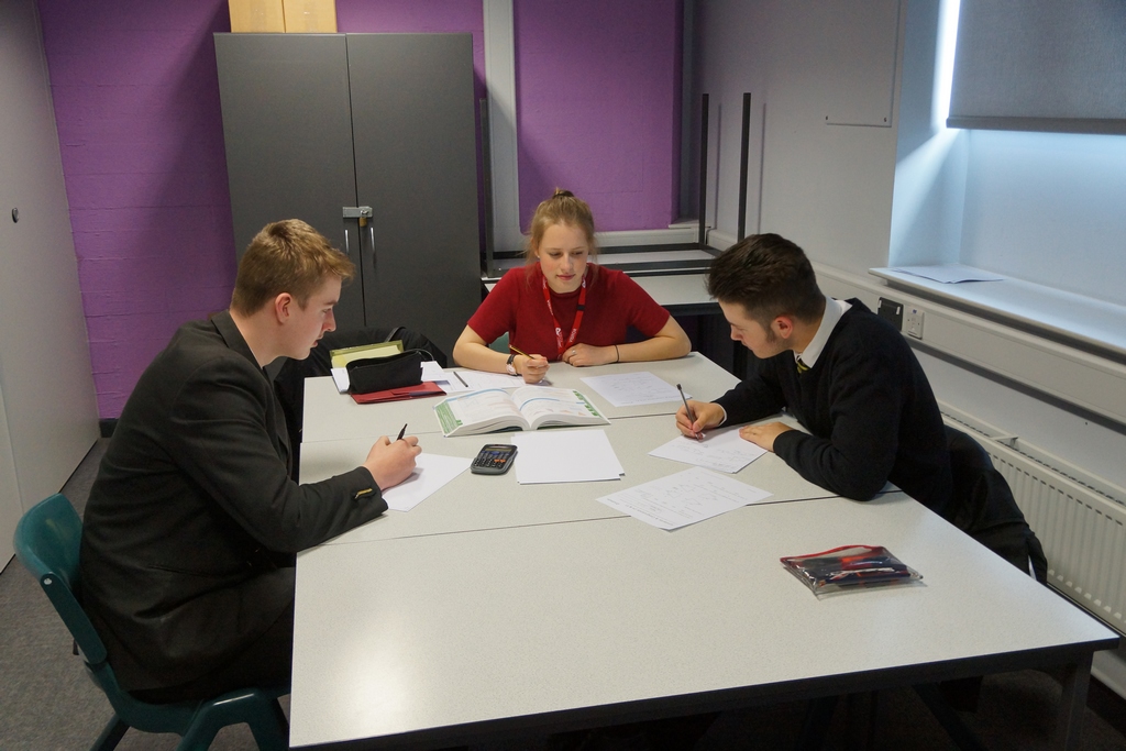 A-level students studying in classroom