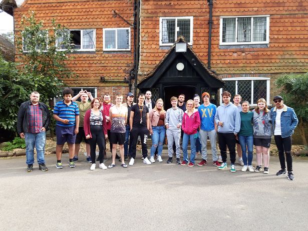 Group of young people outside Amber foundation accomodation